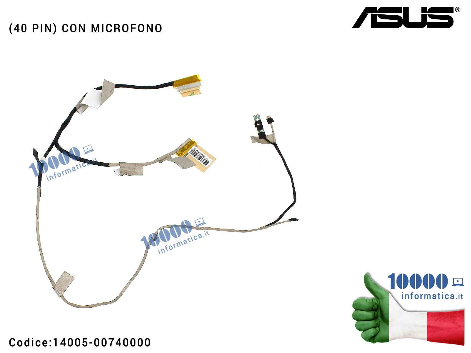 14005-00740000 Cavo Flat LCD ASUS S300 S300CA S300KI S300K S400 S400CA S400C (40 PIN) 1422-01CY000 DD0XJ7LC000 [CON MICROFONO...