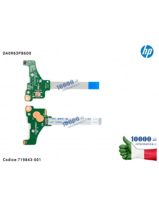 719843-001 Pulsante Tasto Accensione Power Board HP 15-E DA0R63PB6D0