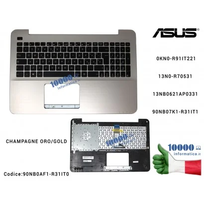 90NB0AF1-R31IT0 Tastiera Italiana Completa di Top Case Superiore ASUS X555UA X555UJ X555UB (ORO/GOLD) 13NB0621AP0331 13N0-R70531
