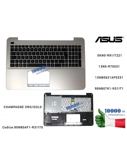 90NB0AF1-R31IT0 Tastiera Italiana Completa di Top Case Superiore ASUS X555UA X555UJ X555UB (ORO/GOLD) 13NB0621AP0331 13N0-R70531