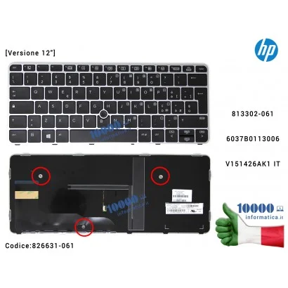 826631-061 Tastiera Italiana HP EliteBook 820 G4 725 G3 820 G3 [Versione 12"] (Frame GRIGIO) (CON PUNTATORE) 813302-061 6037B...