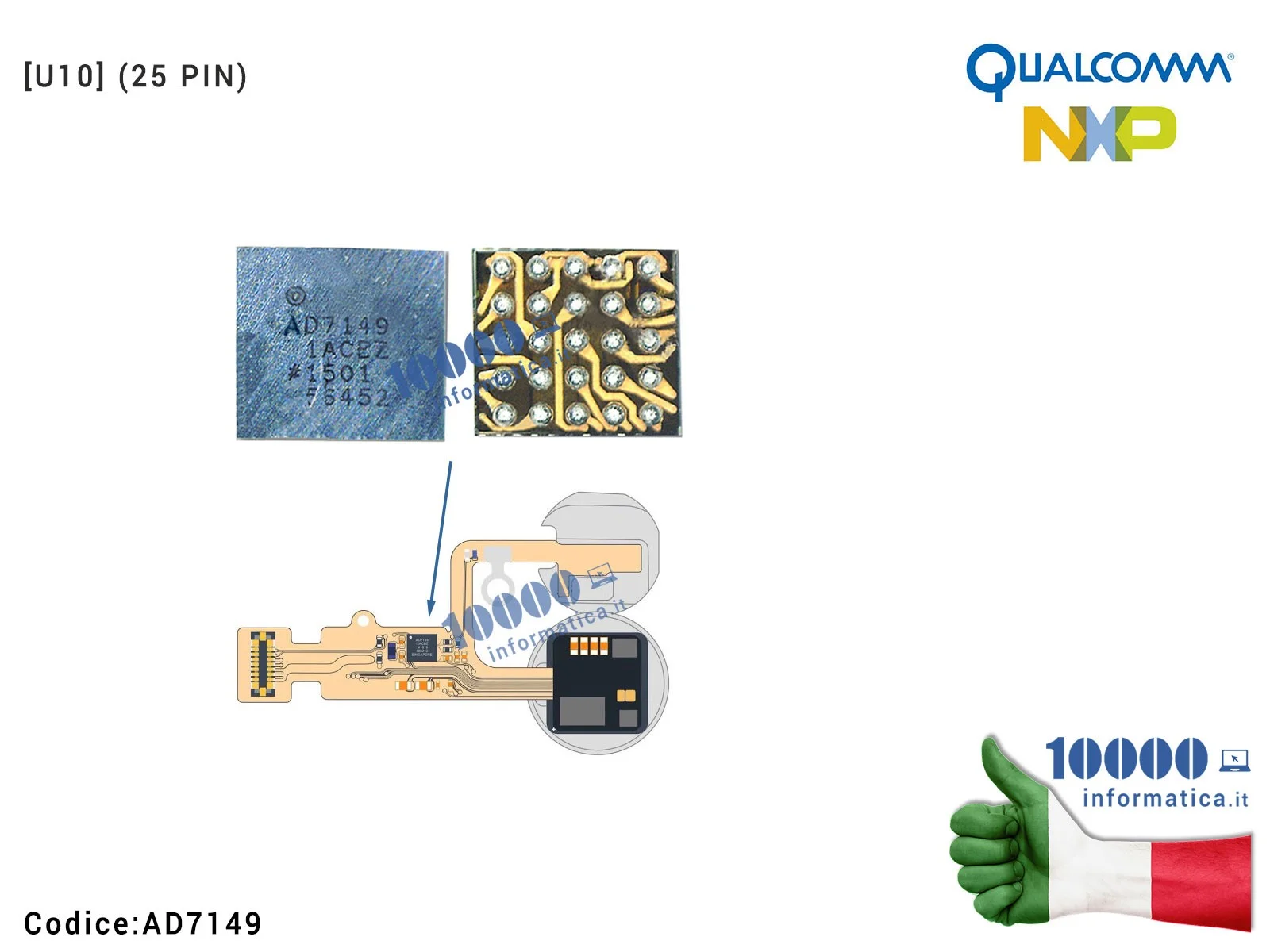 AD7149 IC Chip AD7149 Fingerprint Sensore Touch ID Impronta Digitale Ritorno Tasto Home Button Fix APPLE iPhone 7 7+ Plus [U1...