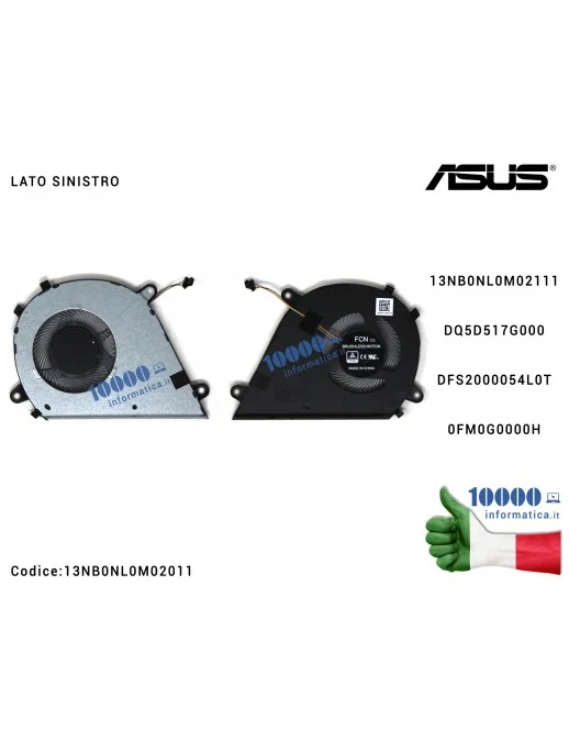 Ventola Fan CPU ASUS [SX] X571G X571GD X571GT F571G F571GT K571G N571G RX571G RX571GT (104,4 x 75,6 mm) DQ5D517G000