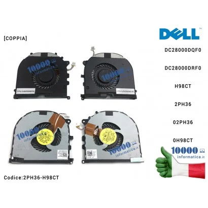 2PH36-H98CT Ventola di Raffreddamento Fan CPU DELL Precision M3800 XPS 15 9530 [COPPIA] DC28000DQF0 DC28000DRF0 H98CT 2PH36 0...