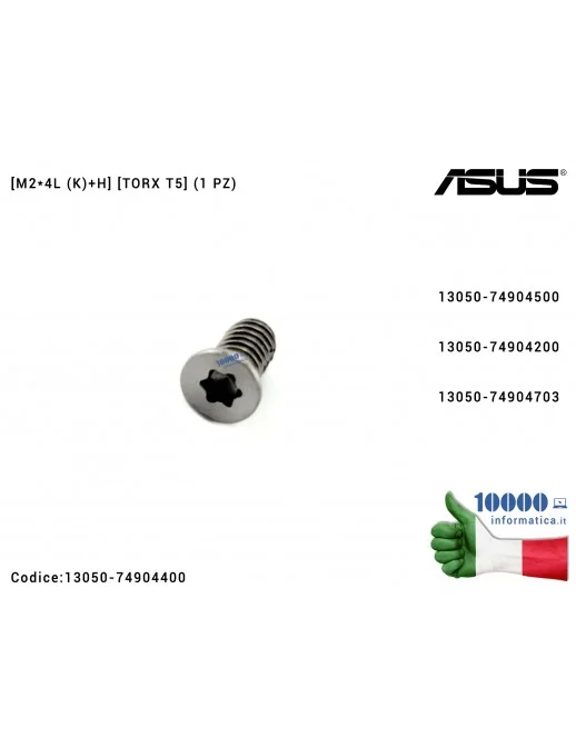 13050-74904400 Vite di Fissaggio Notebook [M2*4L (K)+H] [TORX T5] (1 PZ) ASUS UX430 UX430U UX310U UX530 UX530U UX530UQ UX461 ...