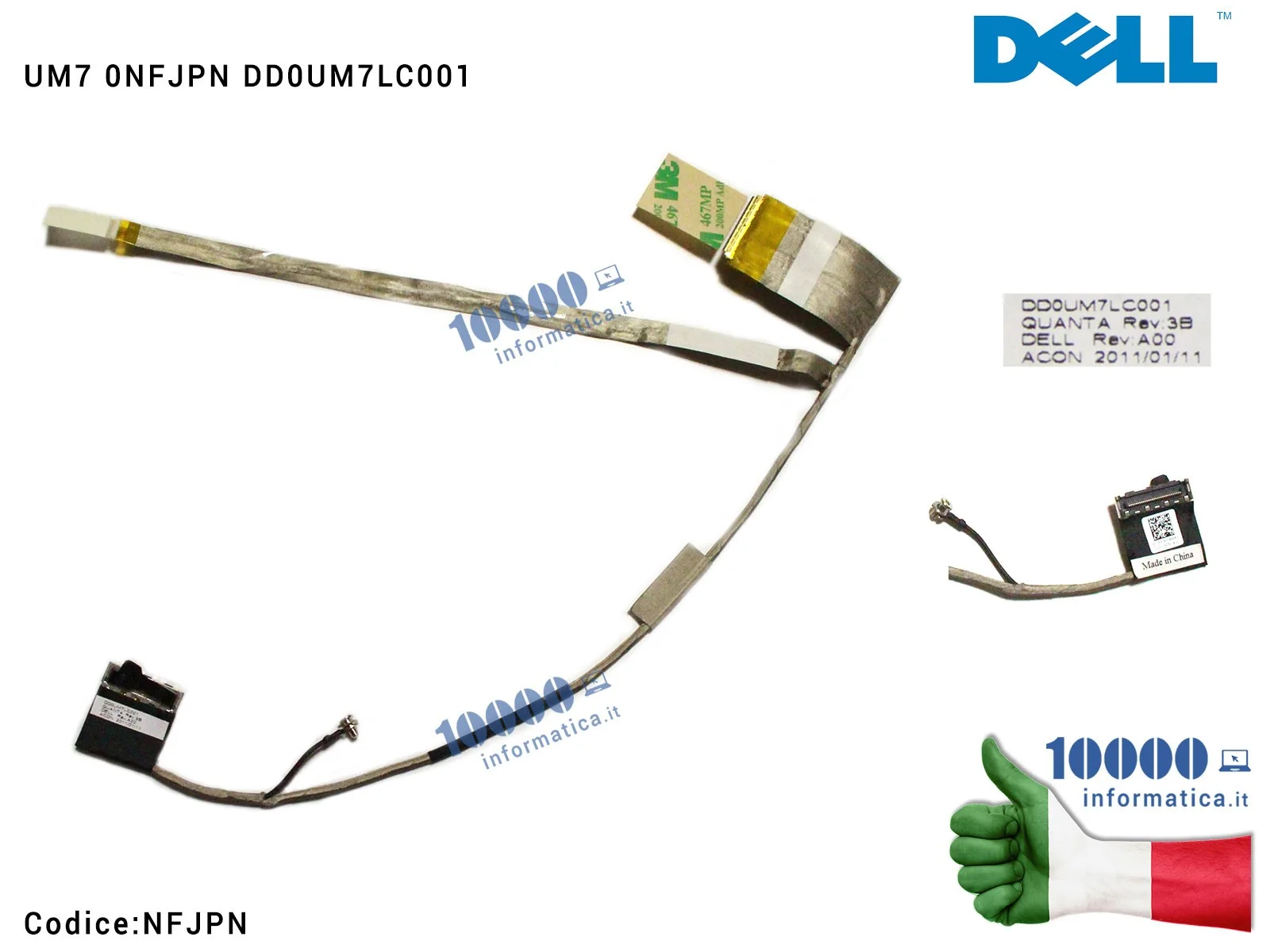 NFJPN Cavo Flat LCD DELL Inspiron 13R N3010 UM7 0NFJPN NFJPN CN-0NFJPN DD0UM7LC001