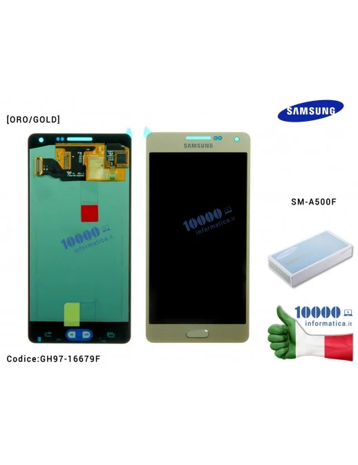 GH97-16679F Display LCD con Vetro Touch Screen SAMSUNG Galaxy A5 SM-A500F A500F (ORO/GOLD)