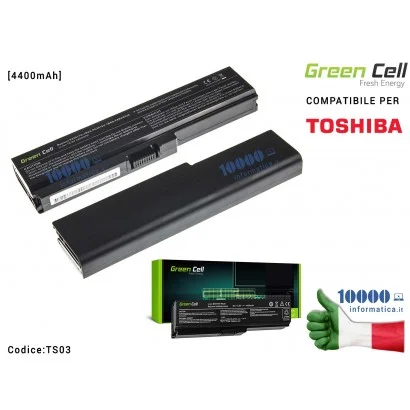 TS03 Batteria PA3634U-1BRS Green Cell Compatibile per TOSHIBA C650 C650D C660 C660D L650D L655 L750 [4400mAh]
