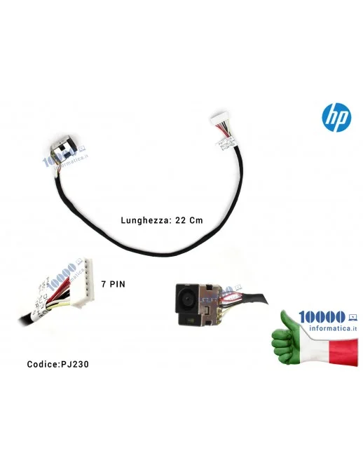 646121-001 Connettore DC Power Jack PJ230 HP CQ62 G62 CQ57 CQ56 630 631 635 636 [7 PIN] (22 cm) 646121-001