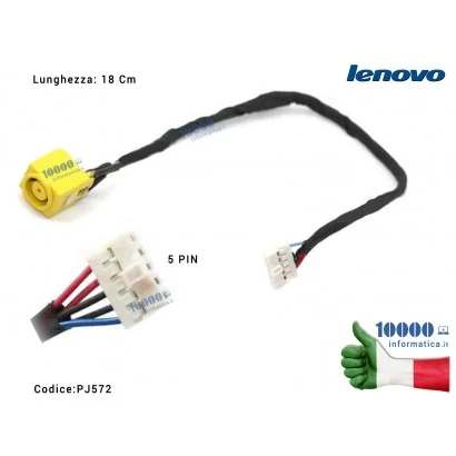 50.4TE08.021 Connettore DC Power Jack PJ572 LENOVO IdeaPad B590 [5 PIN] (18 cm) 50.4TE08.021 50.4TE08.031