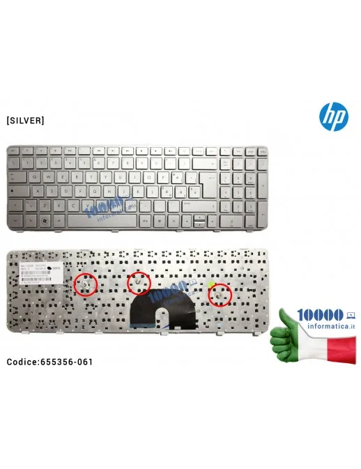 655356-061 Tastiera Italiana (ARGENTO) HP Pavilion DV6-6000 DV6-6100 DV6-6200 DV6-6B DV6-6C DV6-6T [SILVER] V122630BK1 655356...