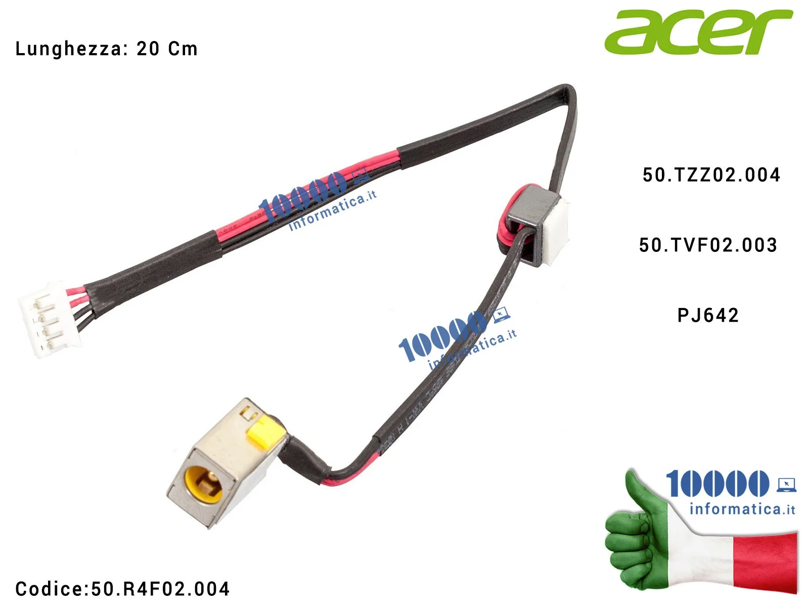 50.R4F02.004 Connettore DC Power Jack PJ462 ACER Aspire 5250 5252 5333 5336 5735 5742 eMachines E442 E529 E642 E644 E729 50.R...