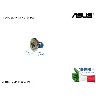 13GMBK3C031W-1 Vite di Fissaggio Notebook [M2*3L (K) W-NI NY] (1 PZ) ASUS X501A F501A X501U X756 X751 X302UA X302UJ TP301 TP5...
