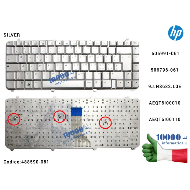 Tastiera Italiana HP Pavilion DV5-1000 DV5-1100 DV5-1200 DV5Z DV5T (SILVER) AEQT6I00010 MP-05586I06920 506796-061