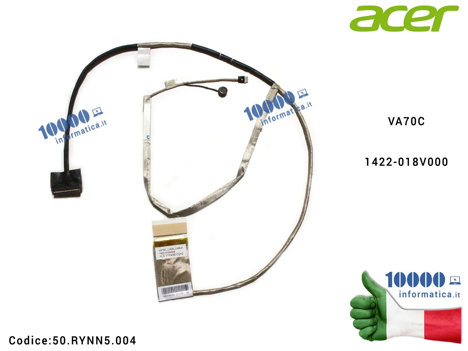 50.RYNN5.004 Cavo Flat LCD ACER Aspire V3-771G E1-731 V3-731 E1-771G V3-731G V3-771 E1-731G E1-771 Packard Bell EasyNote LE11...