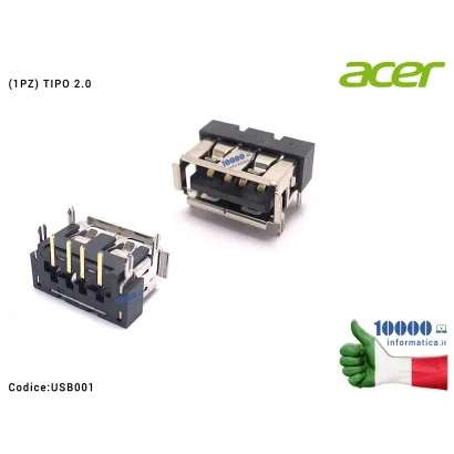 USB001 Connettore Porta USB 2.0 Tipo A Femmina (4 PIN) [1 PZ] ACER Aspire 4936 4936Z 5530 5732 5732Z 5734 5734Z 5920 5920G 69...
