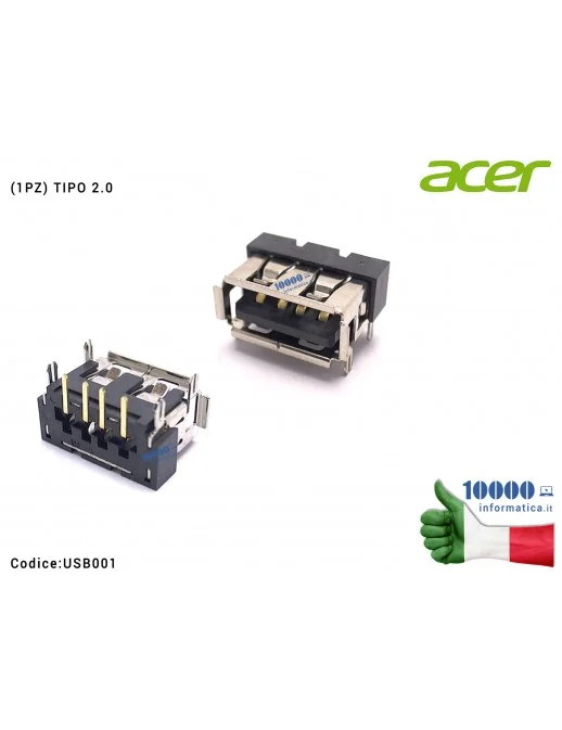 USB001 Connettore Porta USB 2.0 Tipo A Femmina (4 PIN) [1 PZ] ACER Aspire 4936 4936Z 5530 5732 5732Z 5734 5734Z 5920 5920G 69...
