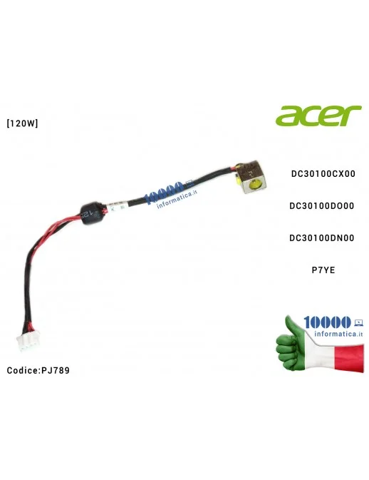 PJ789 Connettore di Alimentazione DC Power Jack PJ789 ACER Aspire 7750 7750G [120W] DC30100CX00 DC30100DO00 DC30100DN00 P7YE