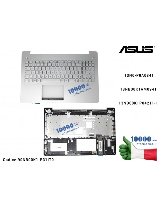 90NB00K1-R31IT0 Tastiera Italiana Completa di Top Case Superiore ASUS [SILVER] G550J G550JK N550J N550JA N550JK N550JV N550JX...