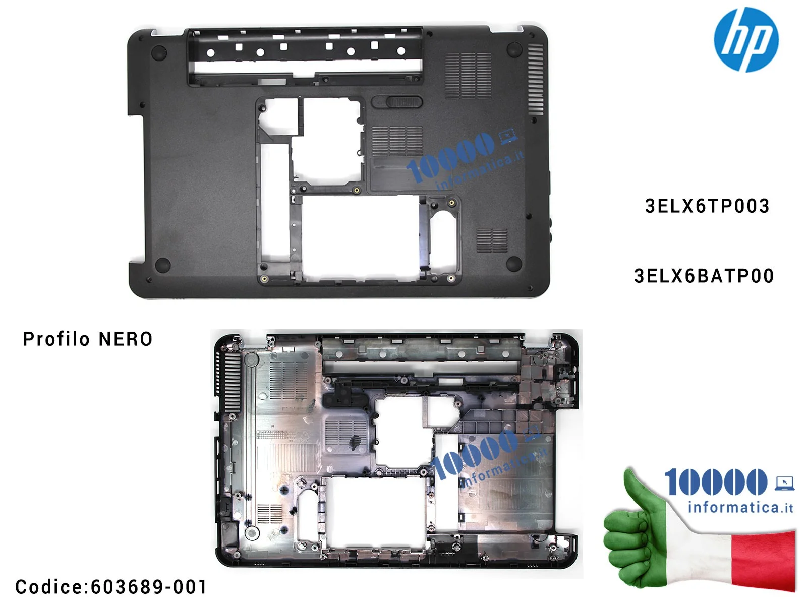 603689-001 Bottom Case Scocca Inferiore HP Pavilion DV6 DV6-3000 DV6-3100 DV6T-3000 DV6Z-3000 3ELX6TP003 3ELX6BATP00