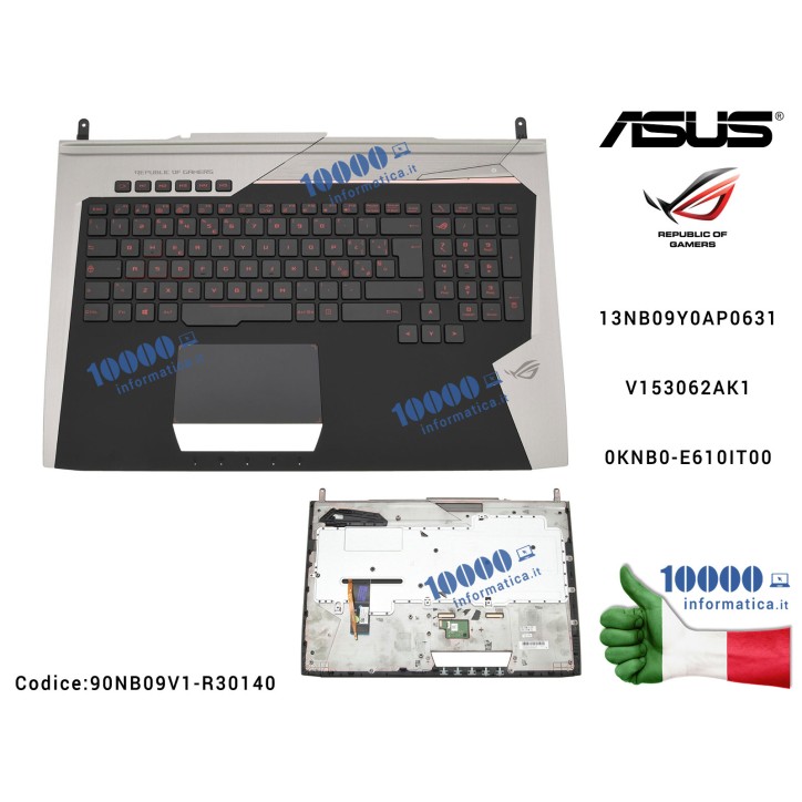 Tastiera Italiana Completa di Top Case Superiore ASUS ROG G752V G752VT G752VS G752VM G752VY [Retroilluminata] 13NB09Y0AP0631 V15
