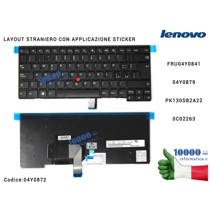 Tastiera Straniera LENOVO ThinkPad T431S T440S T440 T440P T450 T450S T460 L440 L450 L460 04Y0879 [LAYOUT TRASF. ADESIVI ITALIANO Tastiera Straniera LENOVO ThinkPad T431S T440S T440 T440P T450 T450S T460 L440 L450 L460 04Y0879 [LAYOUT TRASF. ADESIVI ITALIANO