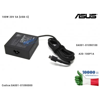 0A001-01090000 Alimentatore ASUS 100W 20V 5A [USB-C] ZenBook 14X OLED UM540 TUF Gaming Dash F15 FX516 FX517 UX5401 UX5400E Ze...