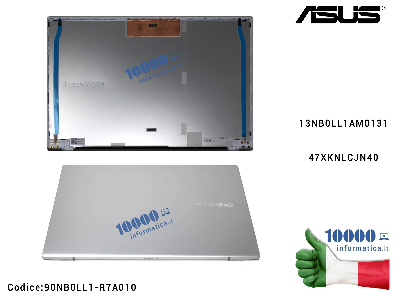 90NB0LL1-R7A010 Cover LCD ASUS VivoBook X531 X532 X531F X531FA X531FL X532EQ X532FA X532F X532FL (TRASPARENT SILVER) 13NB0LL1...
