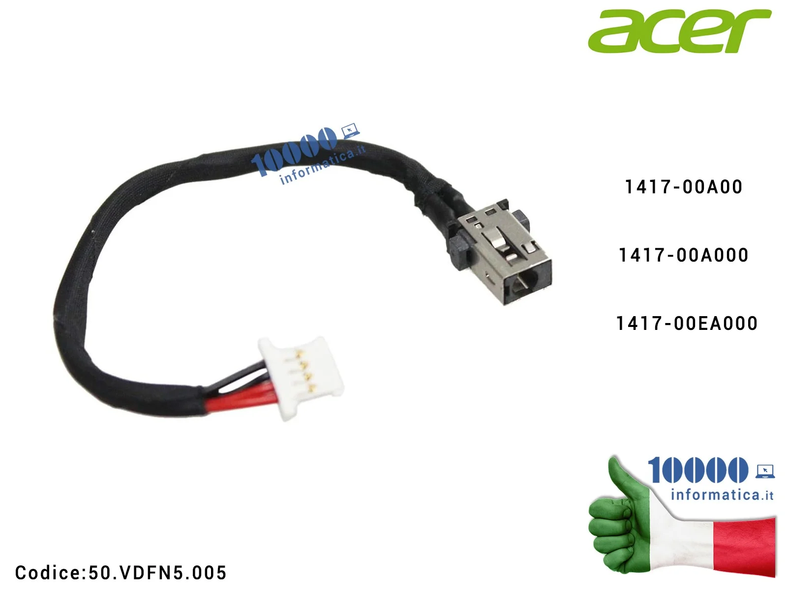 50.VDFN5.005 Connettore DC Power Jack ACER Swift 3 SF314-51 TravelMate TMX349-G2-M TMX349-M 1417-00A00 1417-00A000 1417-00EA0...