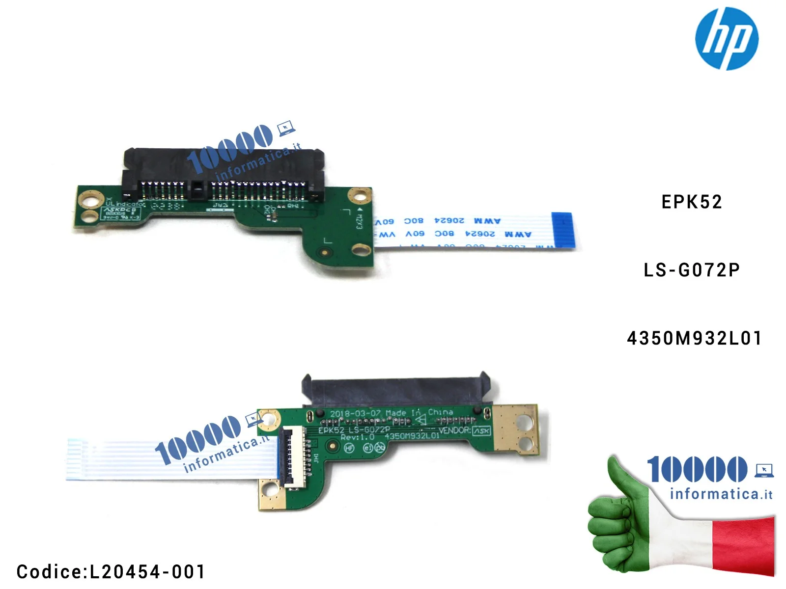 L20454-001 Cavo Connettore Hard Disk HDD SATA HP Pavilion 250 G7 15-DA 15-DB TPN-C135 EPK52 LS-G072P 4350M932L01 L20454-001 1...