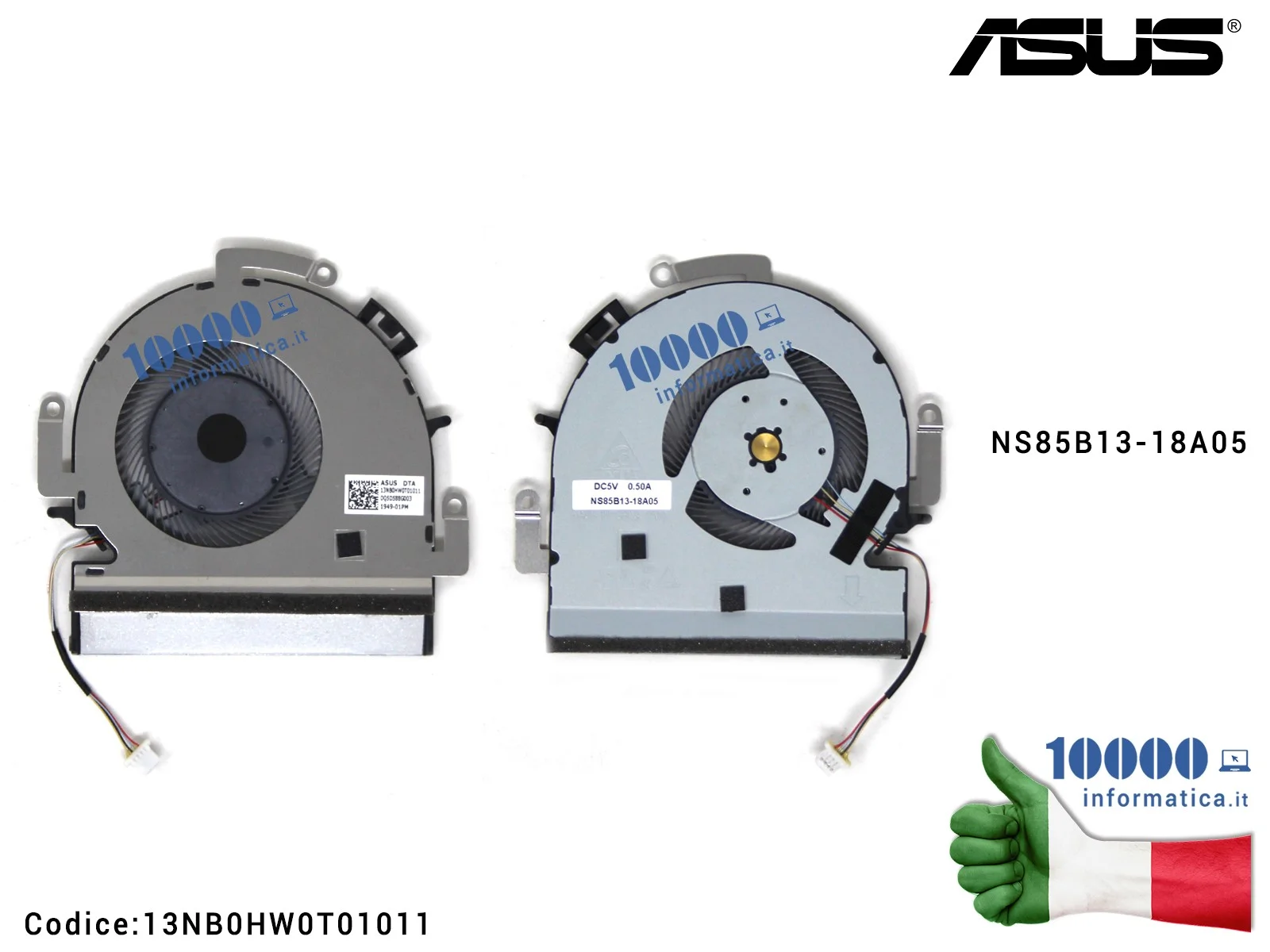 13NB0HW0T01011 Ventola Fan CPU ASUS ZenBook Pro 15 UX580G UX580GD UX550G UX550GD UX550GDX UX550GE UX550GEX NS85B13-18A05 13NB...