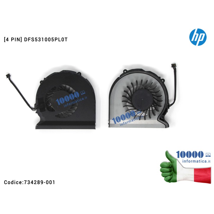 Ventola di Raffreddamento Fan CPU HP ZBook 15 G2 ZBook 17 EliteBook Revolve 810 G3 [4 PIN] DFS531005PL0T