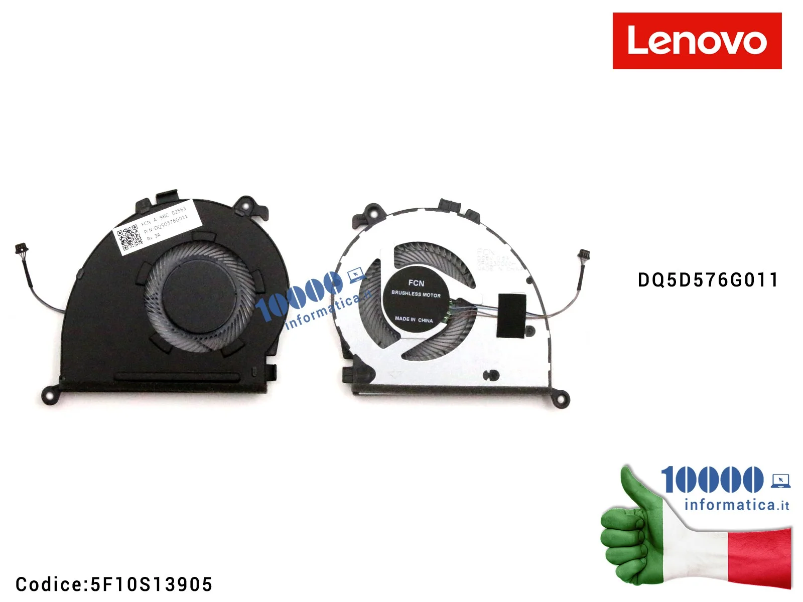 5F10S13905 Ventola Fan CPU LENOVO ThinkBook 14-IIL (20SL) 14-IML (20RS) 15-IIL (20SM) 15-IML (20RV) DQ5D576G011 5F10S13905 FR...