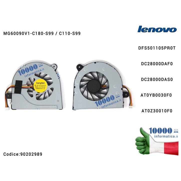 Ventola di Raffreddamento Fan CPU LENOVO G400S G405S G500S G505S Z501 Z505 MG60090V1-C180-S99 MG60090V1-C110-S99 DFS501105PR0T D Ventola di Raffreddamento Fan CPU LENOVO G400S G405S G500S G505S Z501 Z505 MG60090V1-C180-S99 MG60090V1-C110-S99 DFS501105PR0T D