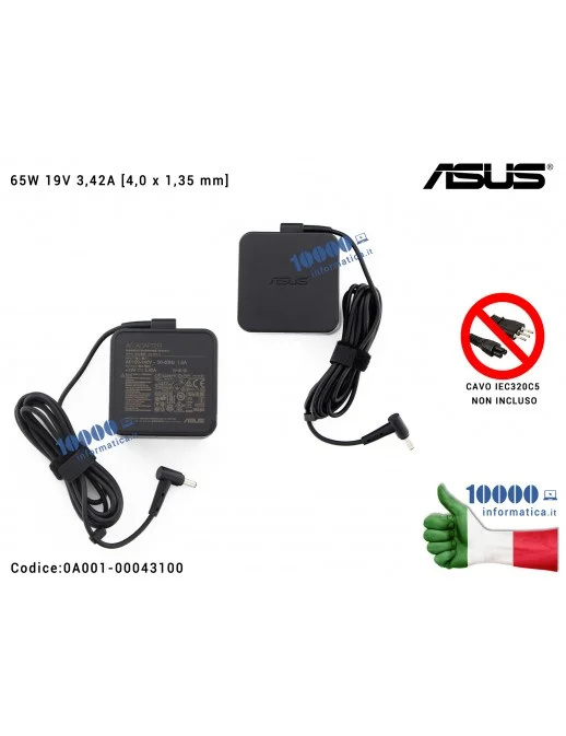 0A001-00043100 Alimentatore ASUS 65W 19V 3,42A [4,0 x 1,35 mm] ZenBook UX32V UX32VD UX302L UX302LA UX21A UX31A UX32A UX52VS U...