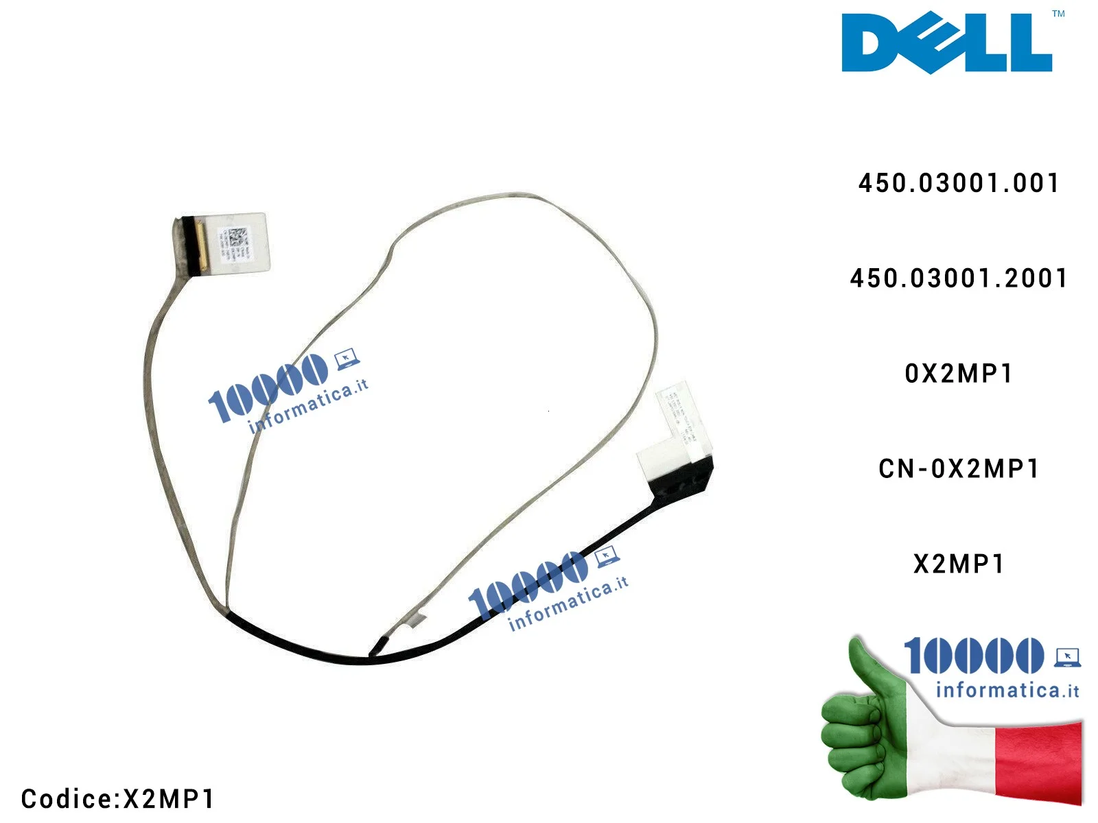 X2MP1 Cavo Flat LCD DELL Inspiron 15-3552 3551 3552 3558 3559 (30 PIN) 450.03001.001 450.03001.2001 0X2MP1 CN-0X2MP1 X2MP1 IR...