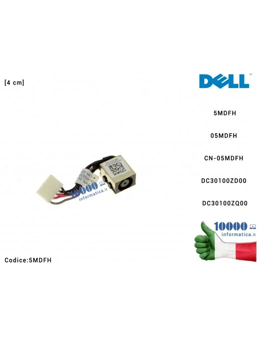 5MDFH Connettore DC Power Jack PJ529 DELL Latitude 5480 5488 5490 5491 5495 [4 cm] 5MDFH 05MDFH CN-05MDFH DC30100ZD00 CDM70 D...