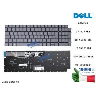 2WFK3 Tastiera Italiana DELL Inspiron 15 3511 3515 15 5510 5515 7510 7610 (Gray) Retroilluminata IT SN2011B1 SG-A5920-2IA 02W...