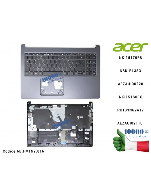 6B.HVTN7.016 Tastiera Italiana Completa di Top Case Superiore [NERO] ACER Aspire A315-23 A315-23G SV05T_A72B NKI15170FB NSK-R...