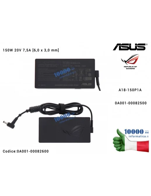 Alimentatore ASUS 150W 20V 7,5A [6,0 x 3,0 mm] ROG Strix G15 G512L G512LI A18-150P1A 0A001-00082500