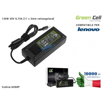 Alimentatore Green Cell PRO 135W 20V 6,75A [rettangolare] IdeaPad Y50-70 Y70 Y70-70 Y520 Y700 Z710 700-15ISK 700-17ISK ThinkPad 