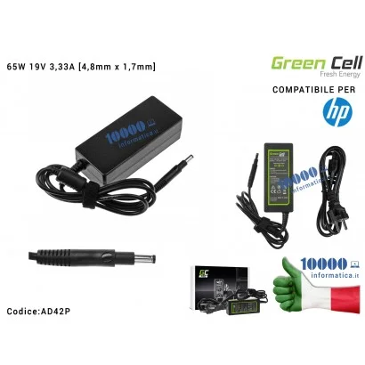 Alimentatore Green Cell PRO HP 65W 19V 3,33A [4,8x1,7mm] HP Pavilion 15-B 15-B HP Envy 4 Envy 6 Sleekbook 14 15