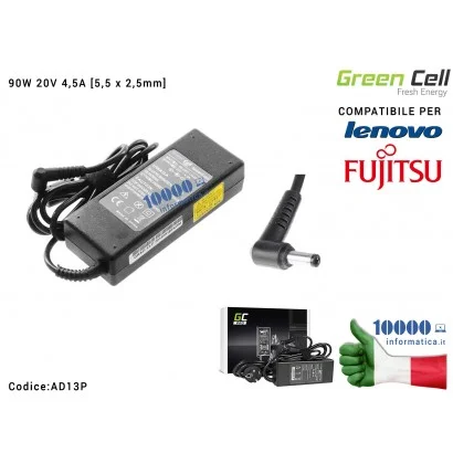 Alimentatore Green Cell PRO 90W 20V 4,5A [5,5 x 2,5mm] Compatibile per LENOVO IdeaPad Z510 Z580 G450 P580 B470 G565 FUJITSU Amil