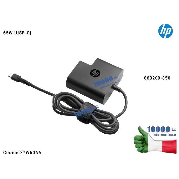 Alimentatore HP 65W [USB-C] HP EliteBook 1040 G4 Spectre x360 15-BL101NA Elite x2 1012 G2  ProBook 430 G5 450 G5 470 G5 640 G4 