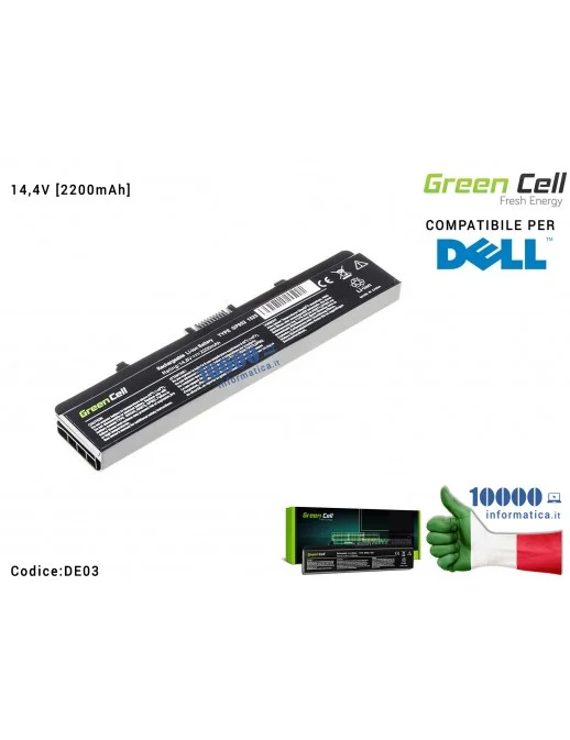 Batteria 0RN873 Green Cell Compatibile per DELL (14,8V) Inspiron 1525 1526 1545 1546 PP29L PP41L [2200mAh]