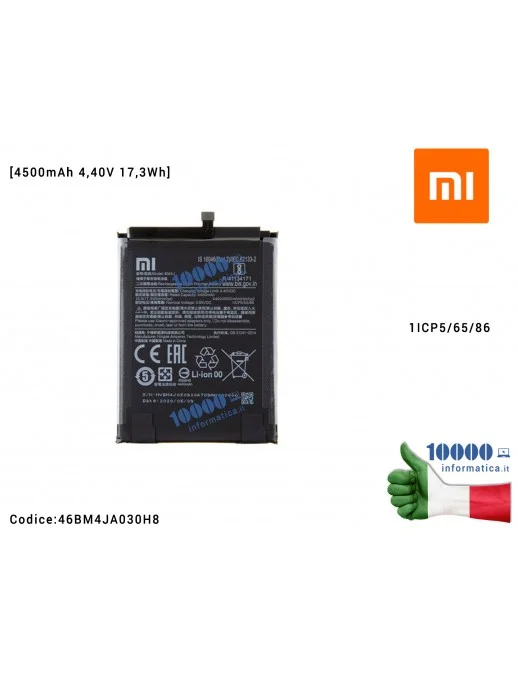Batteria BM4J XIAOMI Redmi Note 8 Pro [4500mAh 4,40V 17,3Wh] 1ICP5/65/86