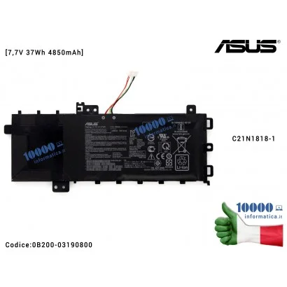 Batteria C21N1818-1 ASUS VivoBook X512 S512 A512 [7,7V 37Wh 4850mAh] X512F X512FA X512FJ X512JA F512F F512FA F512FJ F512JA S512F