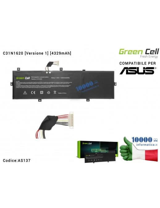 Batteria C31N1620 Green Cell Compatibile per ASUS ZenBook UX430 [Versione 1] UX430U UX430UA UX430UN UX430UQ [4329mAh]