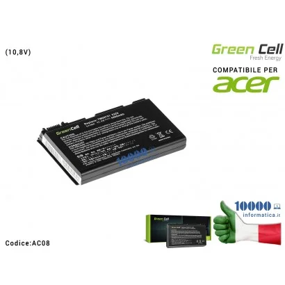 Batteria GRAPE32 Green Cell Compatibile per ACER (10,8V) TravelMate 5220 5520 5720 7520 7720 Extensa 5100 5220 5610 [4400mAh]