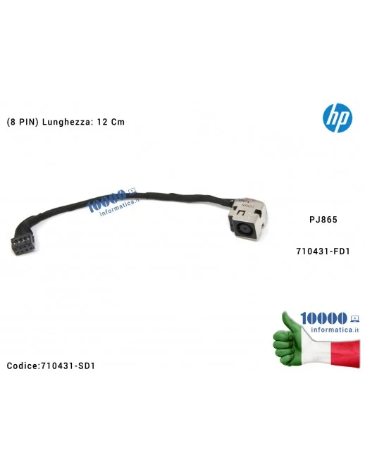 710431-SD1 Connettore DC Power Jack PJ865 HP ProBook 450 G0 440 G1 440 G2 450 G1 450 G2 455 G1 455 G2 470 G1 470 G2 (8 PIN) 7...
